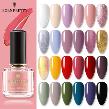 

BORN PRETTY 4 Bottles Nail Polish Set Glittery Nail Art Varnish Summer Seires Fast Dry Nail Color Decoration Polish 6ml