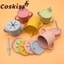 Coskiss – gobelets en Silicone pour bébé, nouvelle tasse d'apprentissage pour bébé, paille de qualité alimentaire, avec poignée, tasse d'eau d'alimentation sans BPA 