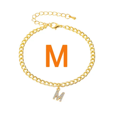 Initial Letter Rhinestone Bracelets Anklet For Women Boho Gold Color Chain Alphabet Pendant Summer Beach Girls Jewelry