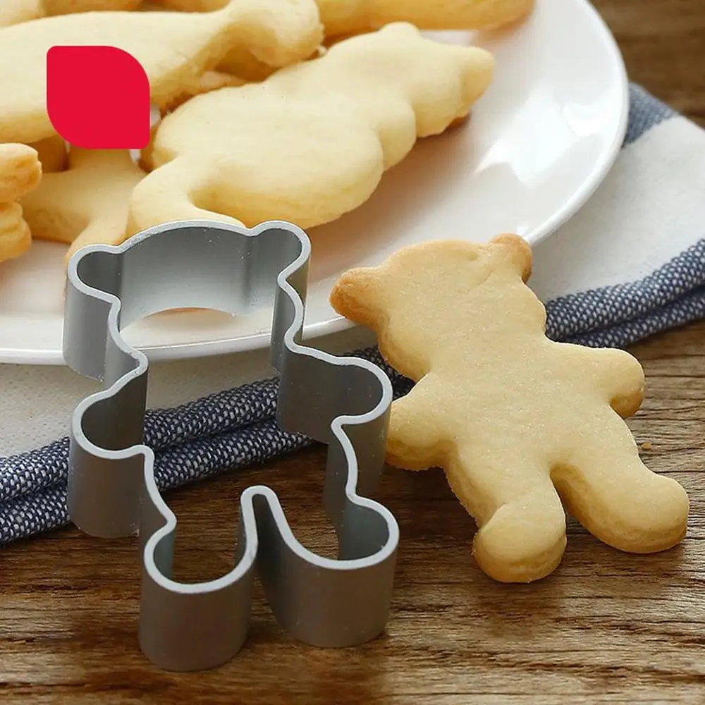 

Cute Bear Baking Mould Tools Anode Alloys Bear Cookies Mold Cartoon Cookies Fruit Cutting Portable Durable Silver Color