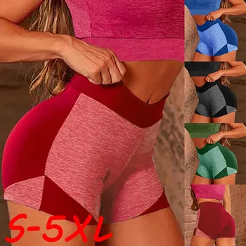 

Womens Splice Elastic High Waist Leggings Tight Sports Shorts Yoga Pants Bottom pantalón corto mujer