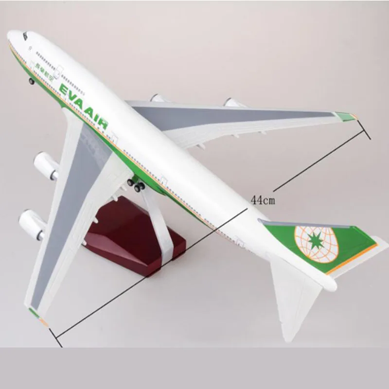 1/150 масштаб 47 см авиакомпания Boeing B747 самолет Тайвань EVA Воздушный самолет Модель W свет и колесо литья под давлением пластиковые смолы самолет