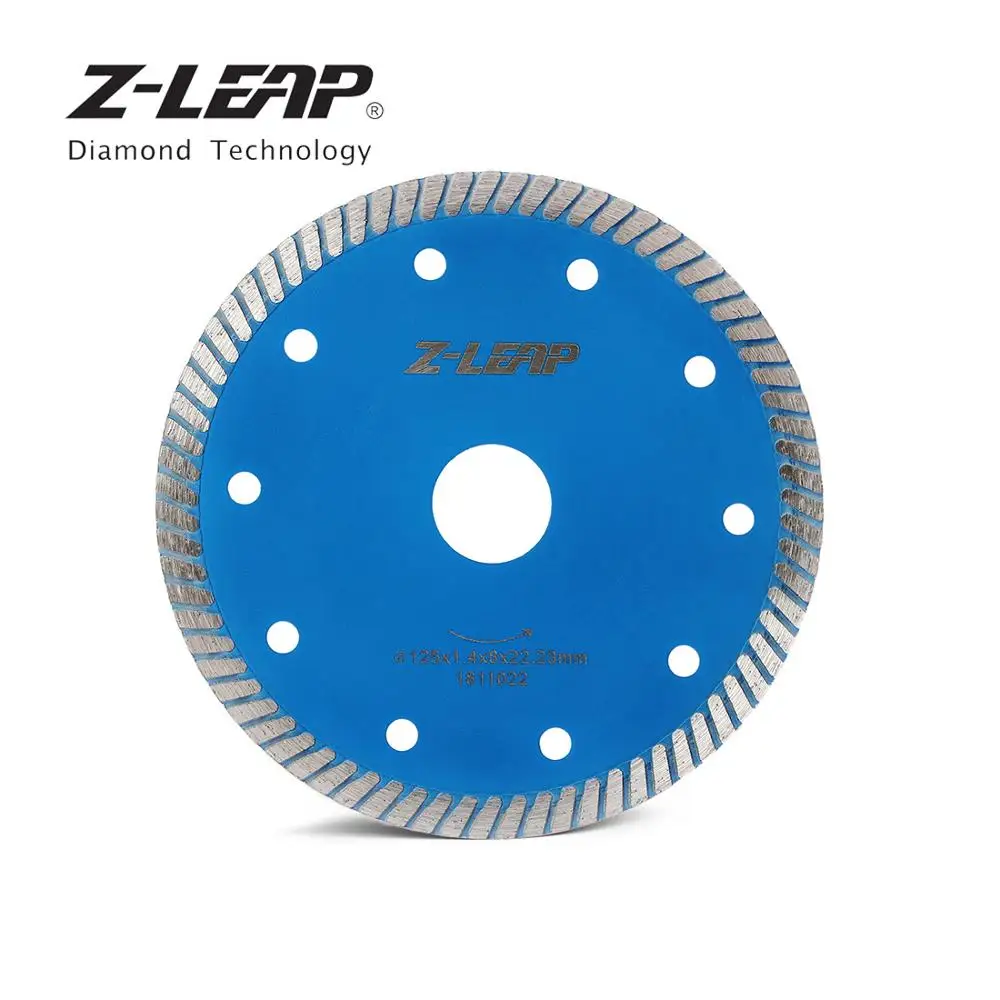 Z-LEAP 5 Inch Diamond Cutting Saw Blade 125mm Turbo Teeth Cutting Disc With Cooling Holes For Granite Marble Sandstone Concrete