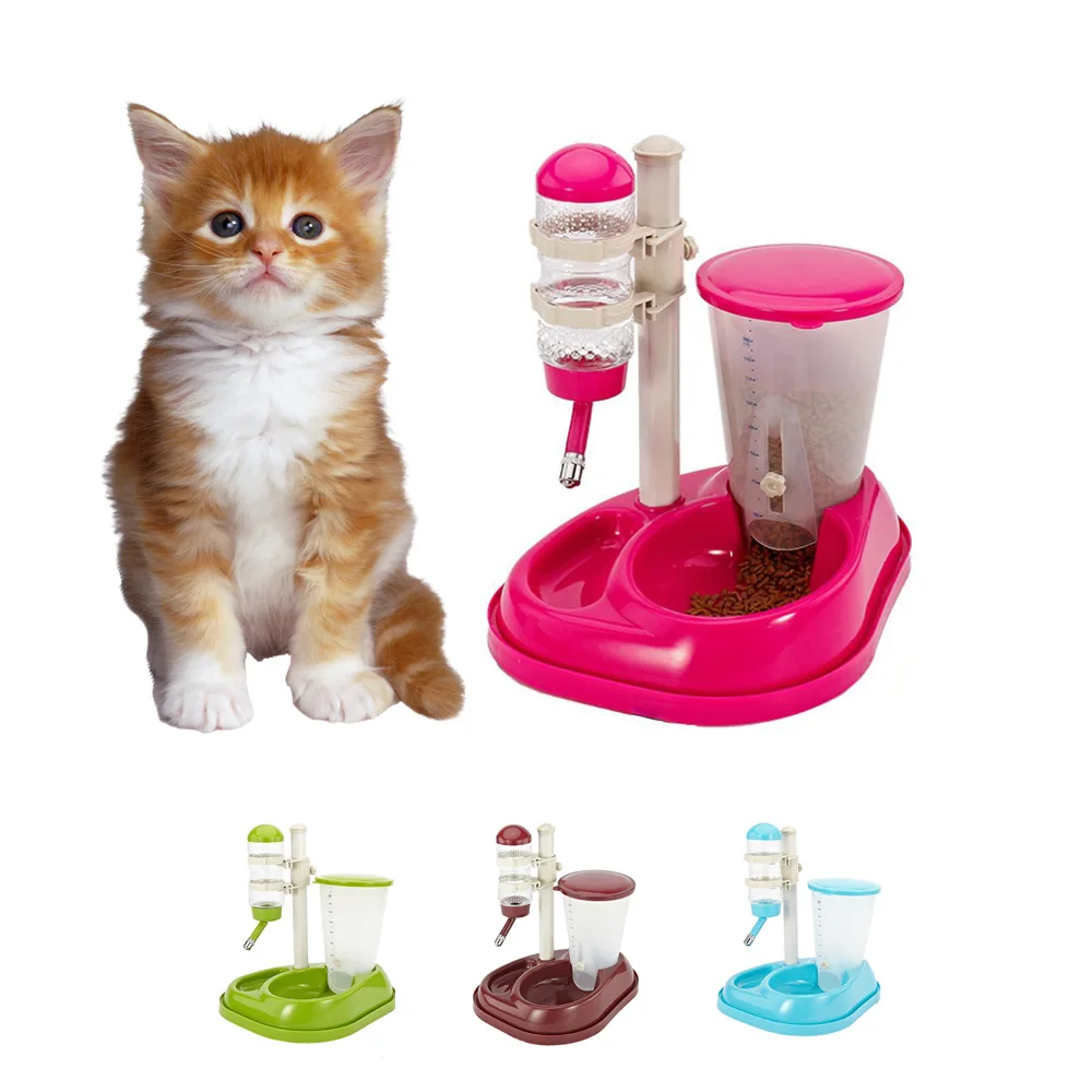 

QQQPET Feeder Dish Bowl Bottle Plastic Automatic Lifting Fountain Drinker Pet Cat Dog Water Drinker Dispenser 500ML
