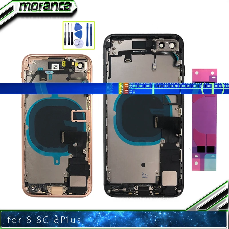 

Housing for IPhone 8 8Plus Plus Back Glass Battery Door Cover Middle Frame Chassis with Flex Cable Assembly Replacement Parts