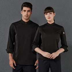 New Bakery Kitchen Jacket Shirt Men Women Long Sleeve Master Chef Uniform Catering Restaurant Cooking Cook Coat Barber Work Wear