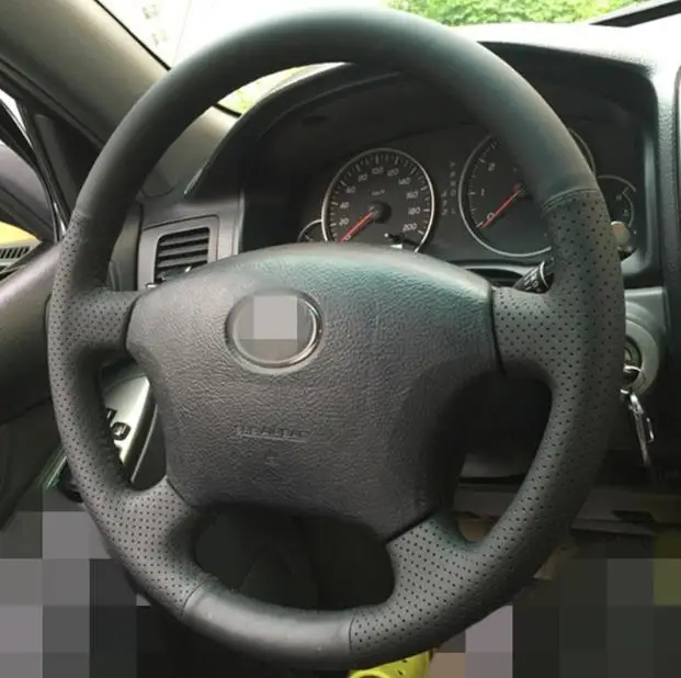 Пришивные натуральная кожа чехол рулевого колеса автомобиля для Toyota Land Cruiser Prado 120