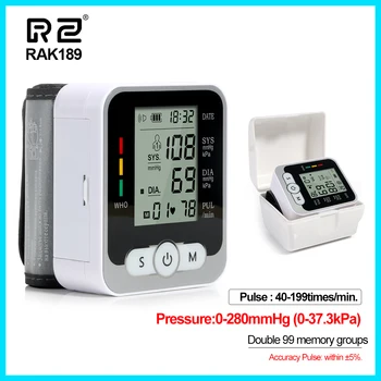 

RZ Wrist Blood Pressure Monitor Automatic Digital With Voice Tonometer Blood Pressure Measurement Heart Rate Sphygmomanometer