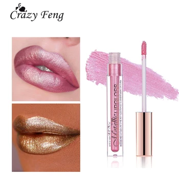 

Waterproof Metallic Lip Gloss Glitter Lipstick Liquid Makeup Long Lasting Shimmer Lipstick Lips Make Up Beauty Sexy Cosmetic