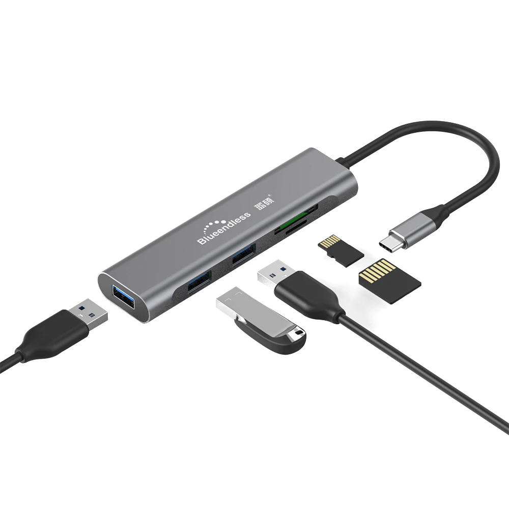 Док-станция для ноутбука type-C usb концентратор type-C USB 3,0 HDMI TF LAN PD usb-концентратор для Macbook для huawei XiaoMi DELL поверхность lenovo - Цвет: 5 in 1 Tpye-c