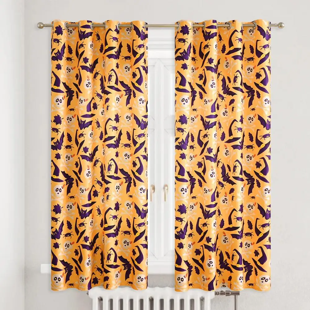 Great Single Side Print Rectangular Sheer Curtain Halloween Themed Window Tulle Drape for Home | Дом и сад