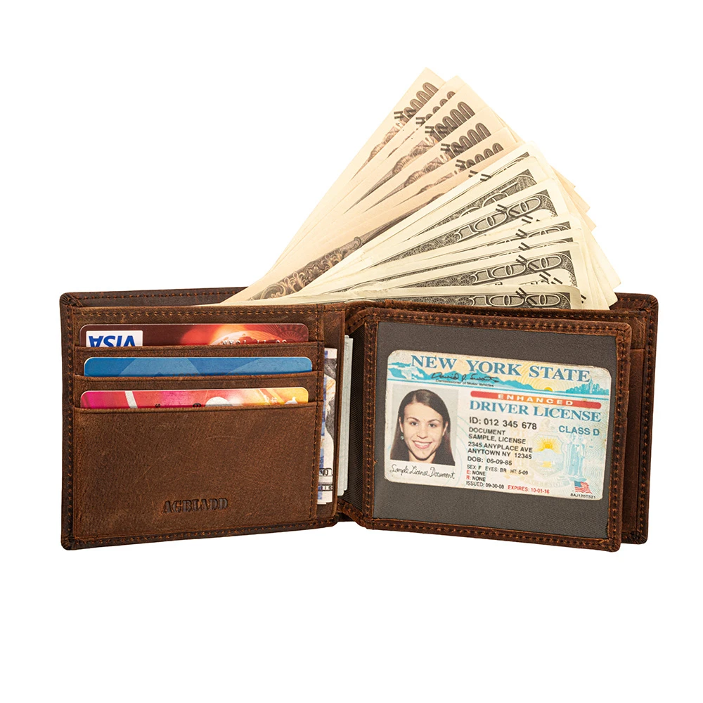 Мужской рчид блокирующий Высококачественный коричневый черный кошелек из натуральной кожи для монет ID держатель для карт банкнот Карманный Кошелек для монет 630-50