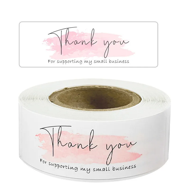 Rectangular "Thank You for Your Order" Kraft Paper/pink Sticker Seal Sticker Sticker Sticker Birthday Wedding Flower Decoration 