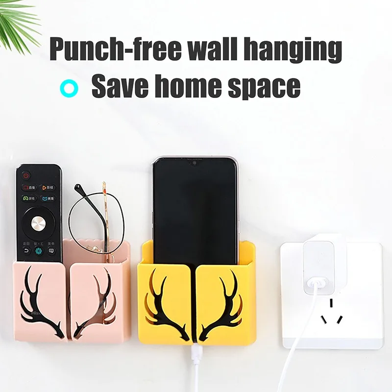 Wall Mounted Organizer Storage Box Remote Control Air Conditioner Stand Holder Hotel Office Home Storage Organization