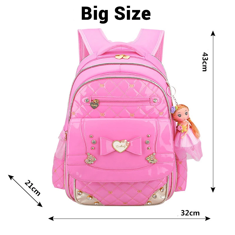 Pink Big Сумка для начальной школы для девочек рюкзак детские школьные сумки ортопедические детский школьный рюкзак Высокая емкость принцесса девушка сумки - Цвет: Pink Big