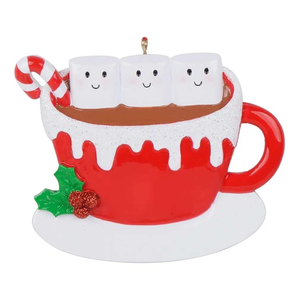 Персонализированные Зефир пары Рождество орнамент-горячий кофе какао кружка семья из 5-ваш выбор имя и Дата