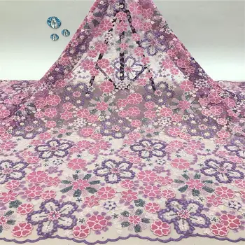 

New Peach African Lace Fabric 2020 High Quality Lace Nigerian Women Bridal Dress Embroidery Sequin French Tulle Lace Fabric