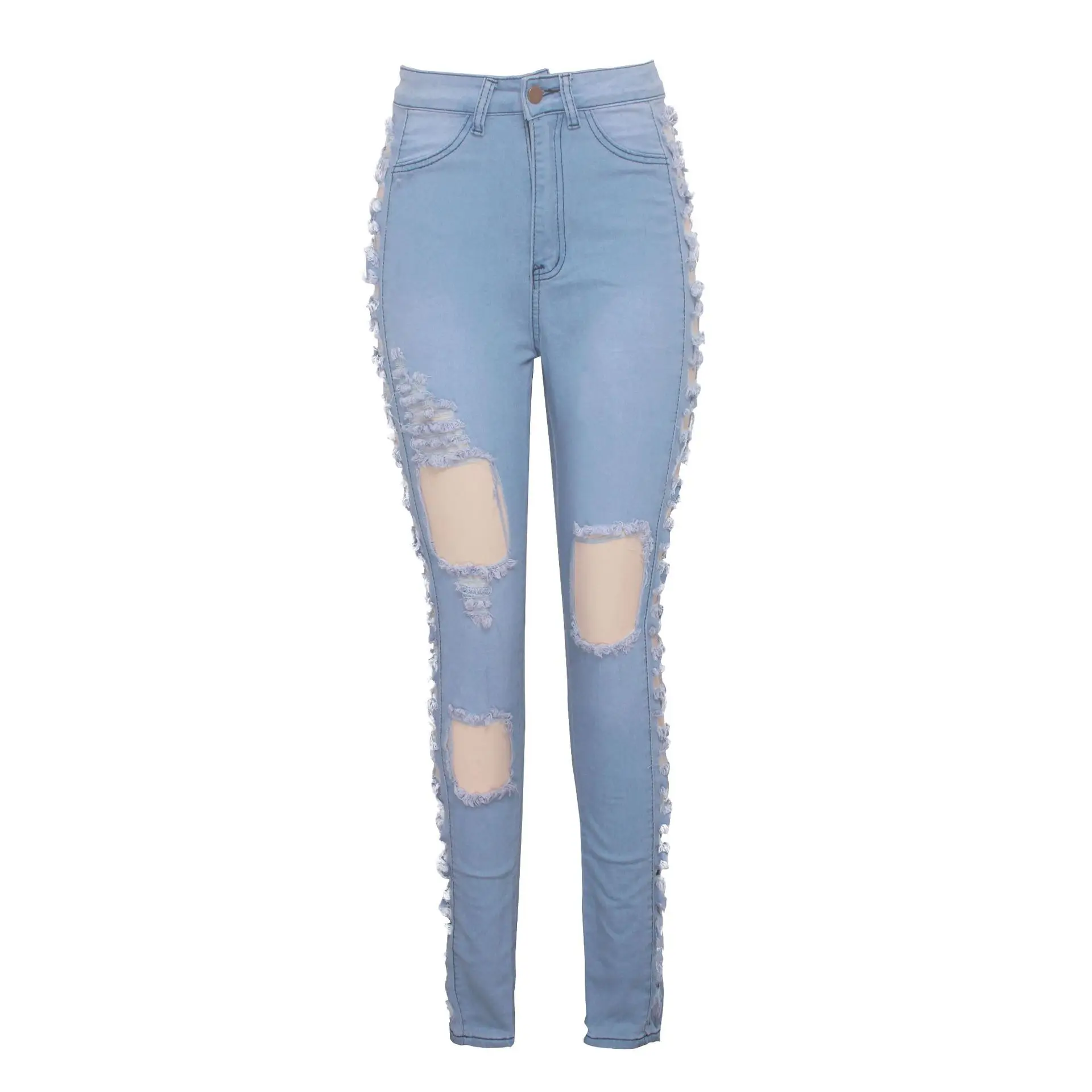 Трансграничной в европейском и американском стиле пикантные рваный воды, повседневные спортивные штаны с высокой талией облегающие микро ковбойские Облегающие штаны