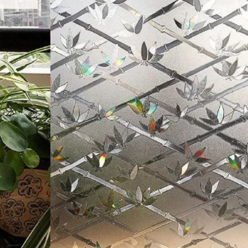 

Bamboo Rhombus Pattern Window Sticker Static Cling Rainbow-Effect Under Sunlight UV-Proof Privacy Protection Multi-Size Foil