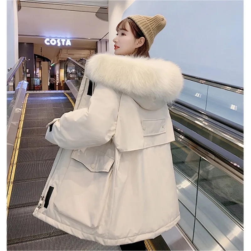 Теплая зимняя женская куртка, модное пуховое хлопковое пальто с ...