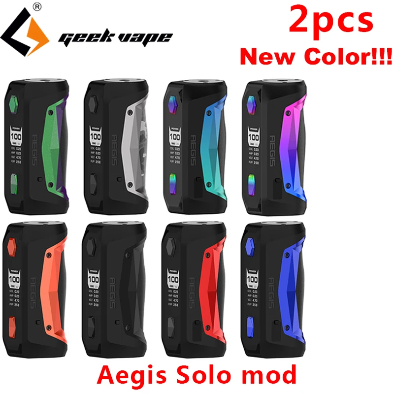 

2pcs!! Original GeekVape Aegis Solo 100W Vape MOD with Latest AS Chipset Vape TC Box Mod Fit 510 Electronic Cigarette Box Mod