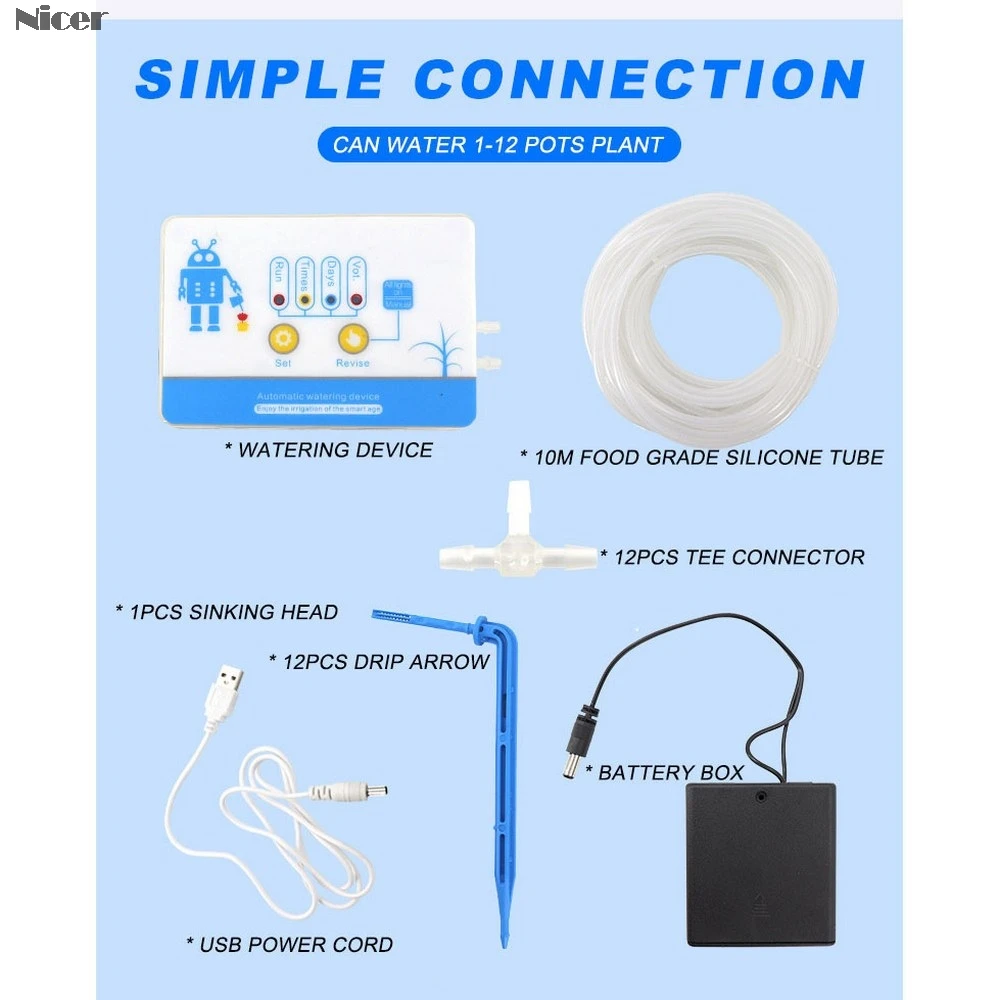 Automatic Watering Device Drip Irrigation Timing System Garden Water-Saving Smart USB / Solar Irrigation System Battery Powered