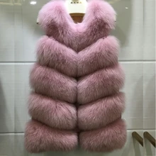 Высококачественный меховой жилет пальто роскошный из искусственной лисы теплое Женское пальто жилетки зимние модные меховые женские пальто куртка жилет