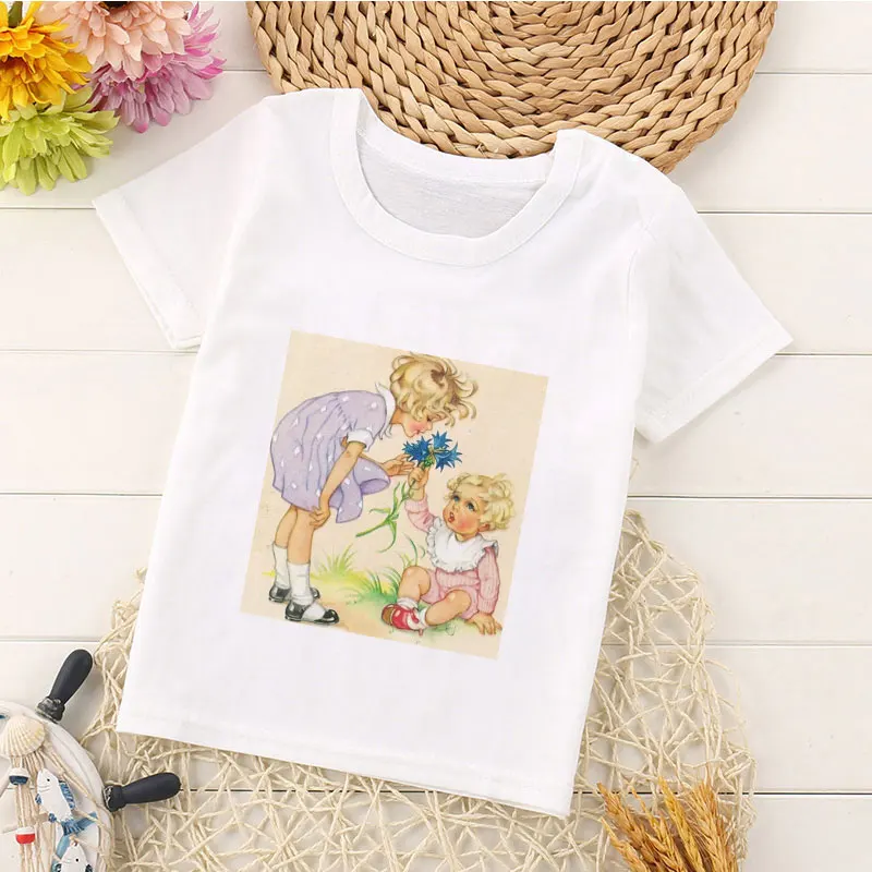 2019 New Summer T-Shirt Kids Toddler Kids Girls White Leisure Girls T-Shirt Stampa Moda Girocollo T-Shirt Little Angel Girl