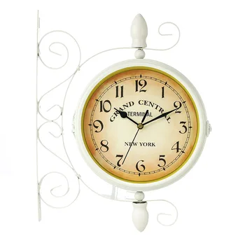 

Large European Style Retro Wall Clock Silent Creative White Wall Clocks Double-Sided Hanging Clock Shabby Chic Reloj Gift D074