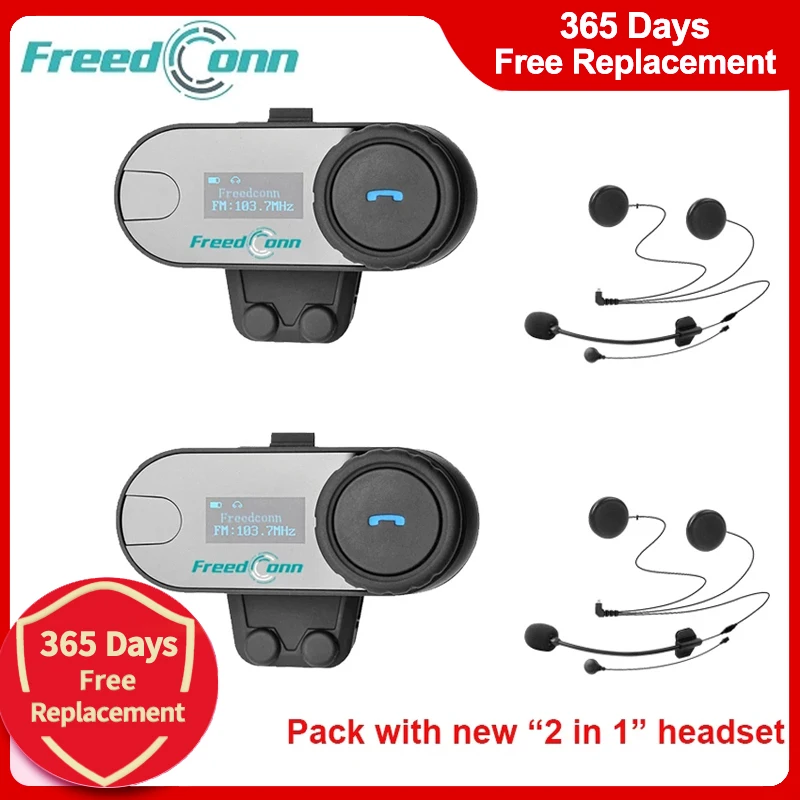 FreedConn TCOM-SC Motorcycle Bluetooth Helmet Headset 800M Wireless Motorbike LCD FM Radio Intercom Headphone 2 in 1 BT Earphone