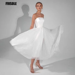 Fivsole Sexy Boat Neck Short Bridal Gowns With Detachable Skirt Beach Wedding Dresss Princess Evening Party Dresses Vestidos