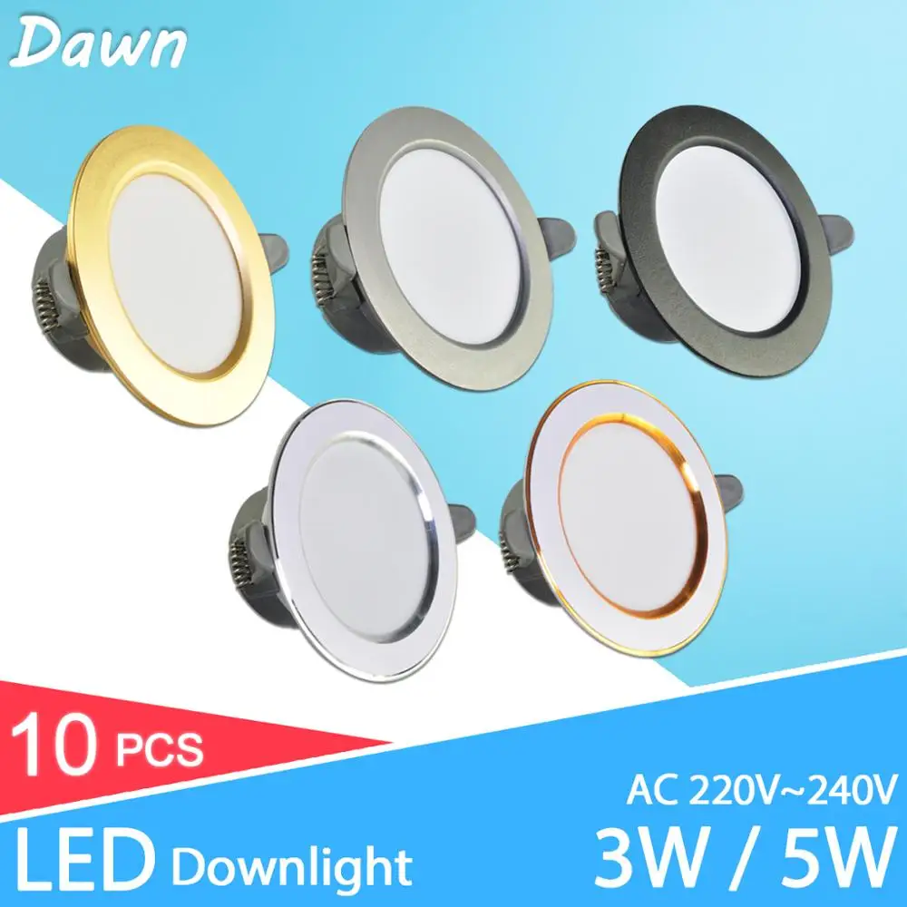 

10Pcs led Downlight 3w 5w spot led light 3000k 4500K 6000K AC 220V-240V Downlight Kitchen living room Indoor recessed lighting