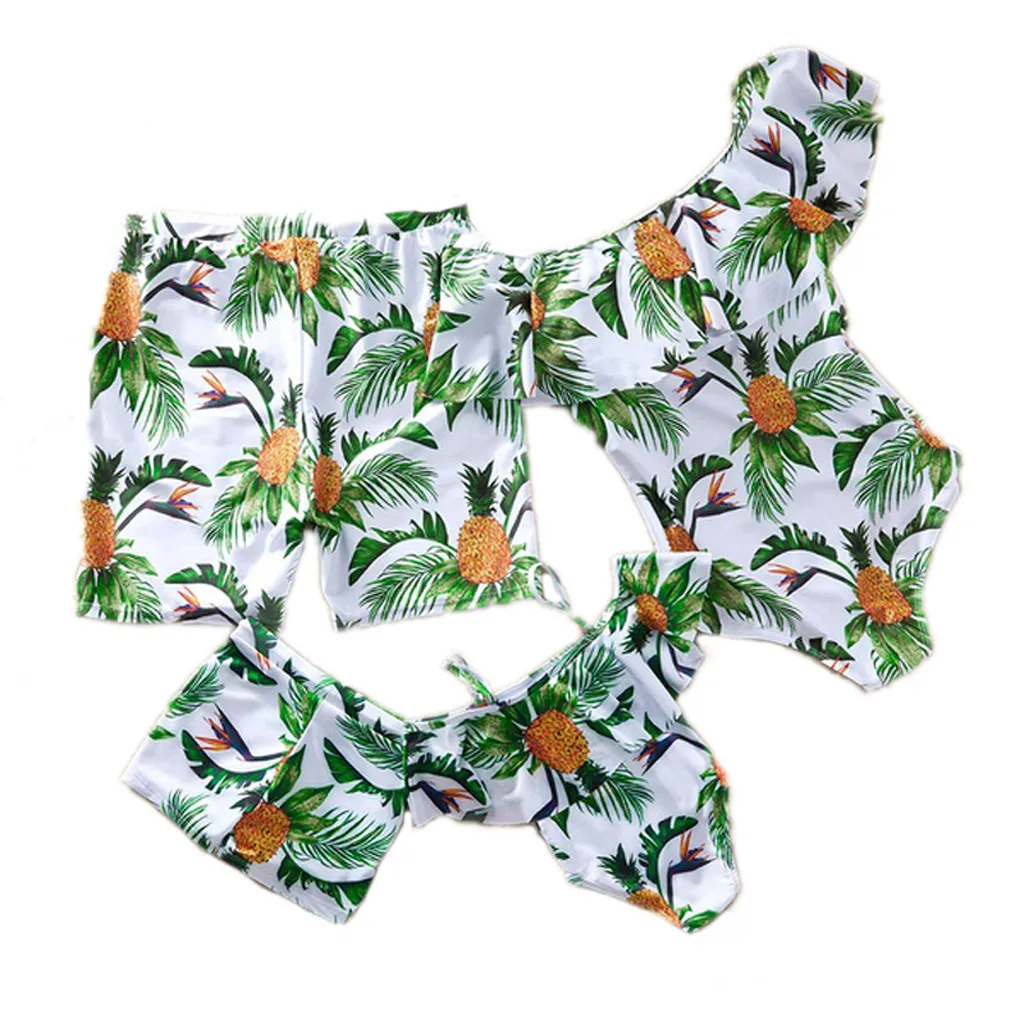 

Family Matching Swimsuit Summer Beach Holiday pineapple print ruffled Mommy and me swimsuit Dad and Son Swimwear one-pieceL1220