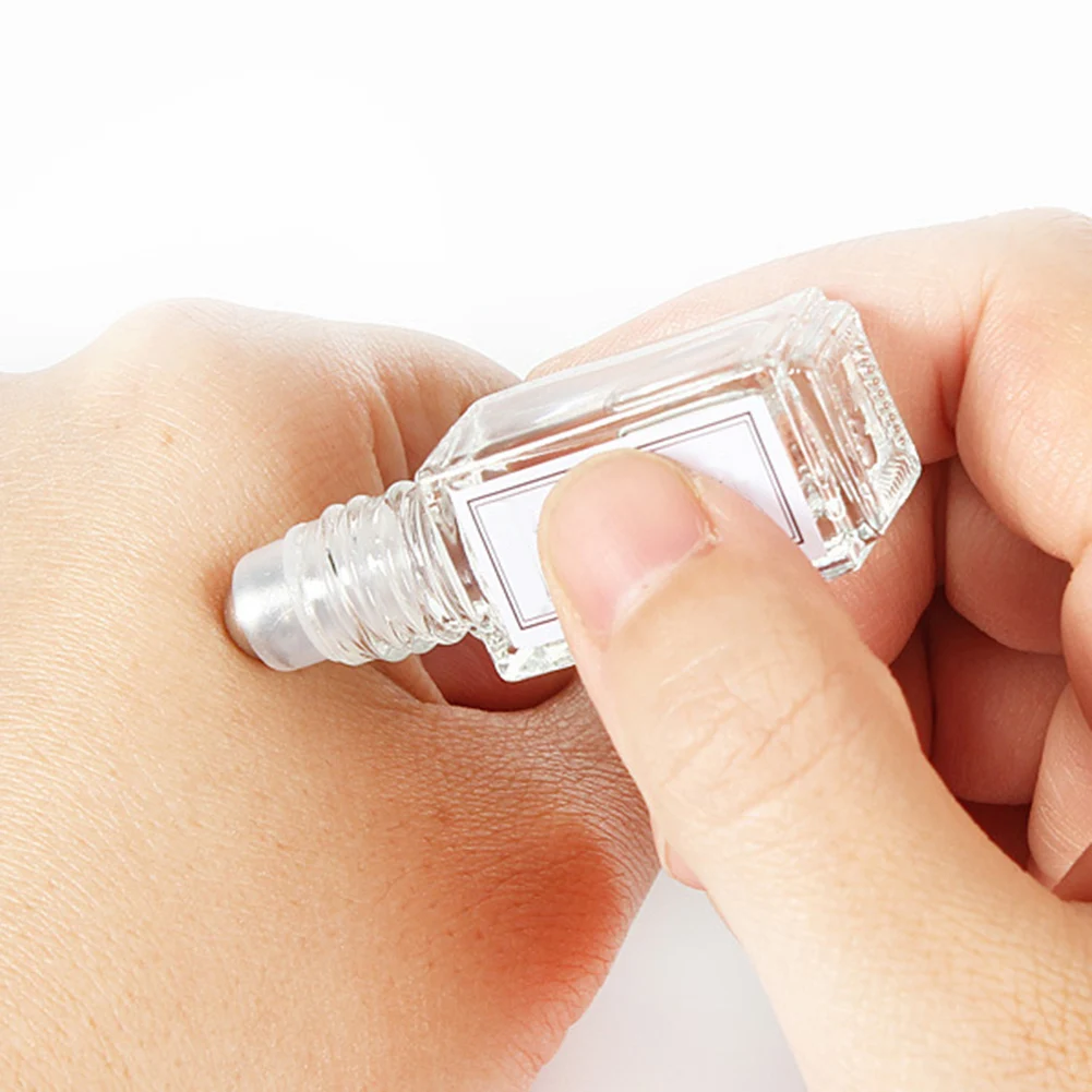 

Mini Glass Perfume Bottles Empty Cosmetic Essential Oil Container for Travel with Steel Ball Roller Bottle