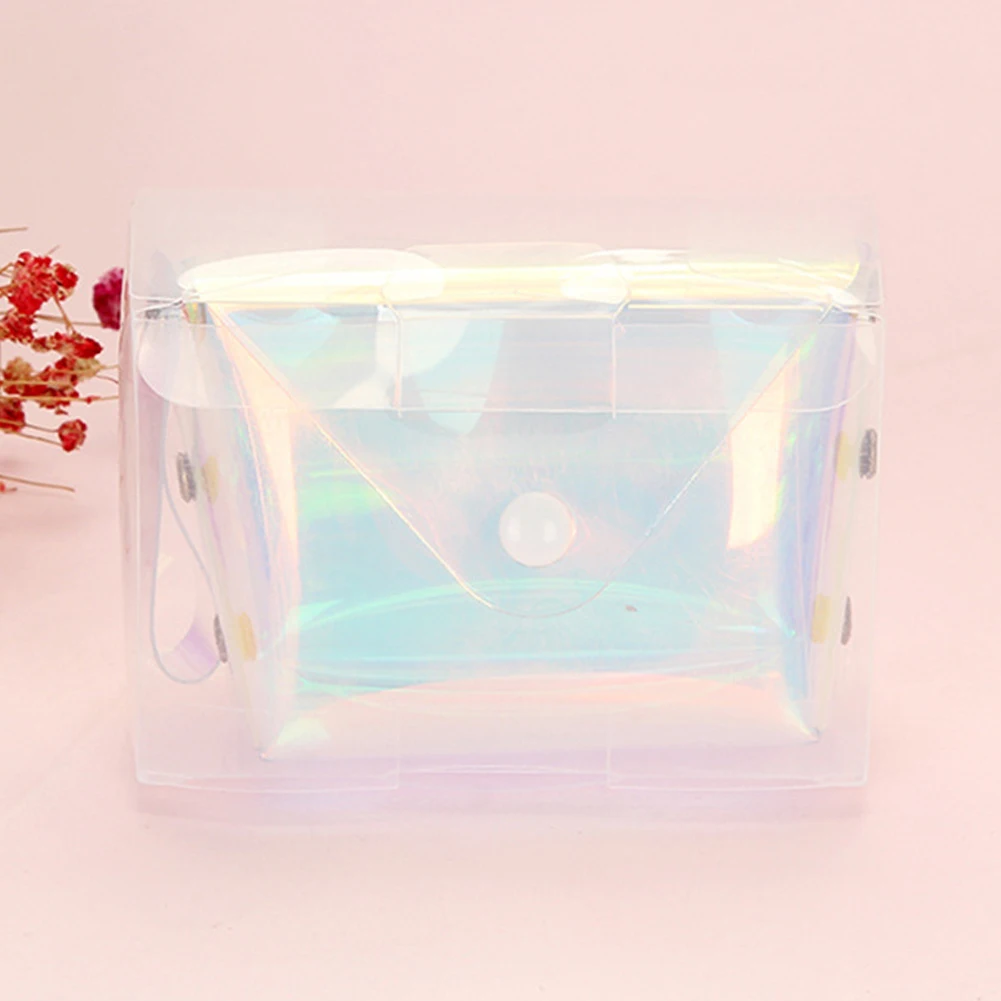 

Makeup Storage Unisex Coin Purse Portable Money Fashion Transparent Key Small Cute Sequins PVC Snap Closure Colorful Holographic