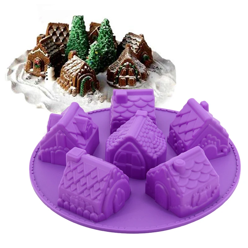 Christmas Gingerbread House Cake Mold Decorating Xmas Silicone Chocolate For Houses Baking Tools 3D Cookie Bakeware Mould | Дом и сад