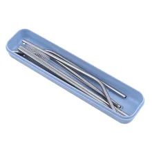 Набор соломы из нержавеющей стали, многоцелевой набор соломы для чая, напитков, соломы, прямой изогнутый набор соломы, кухонные принадлежности, сумка, коробка, посылка