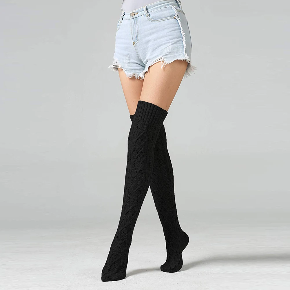 Для женщин вязаные высокие носки под сапоги до колена; длинные сапоги выше колена Зимние гетры, XRQ88
