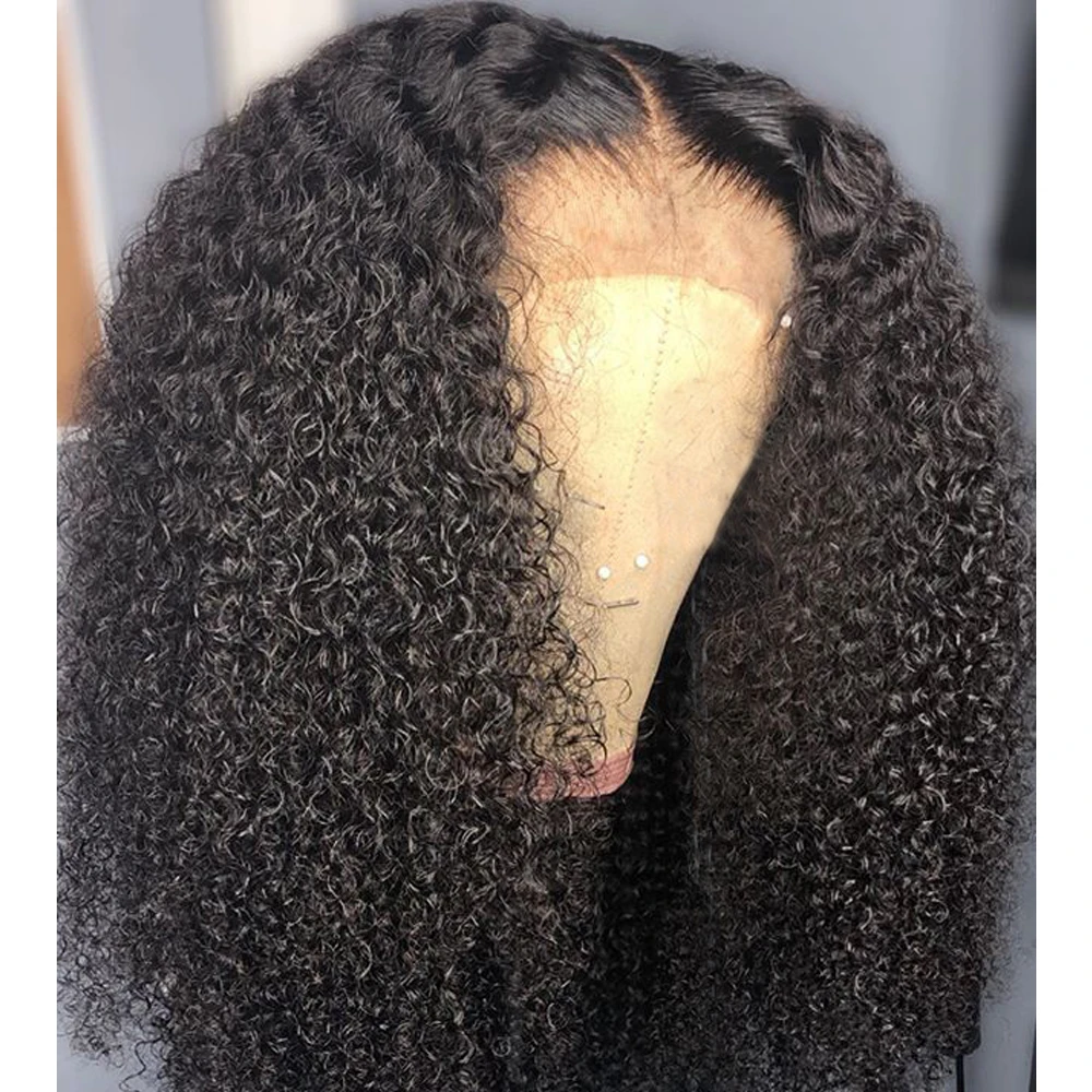 Glueless полный парик шнурка курчавые вьющиеся волосы 250% плотность полный кружевной человеческих волос предварительно сорвал парик шнурка отбеленные узлы длинные парики