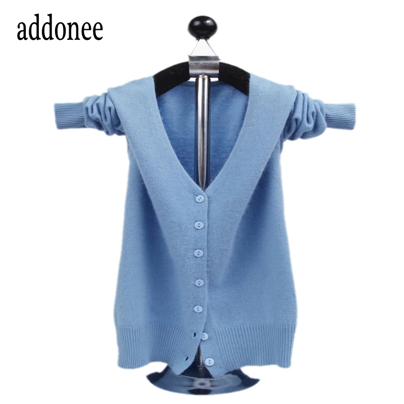 Cárdigan de Cachemira de 16 colores para mujer, suéter con cuello en V, manga larga, tejido de lana, liso y suave, primavera, otoño e invierno, Envío Gratis