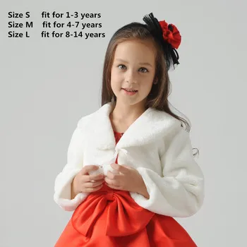 

Ivory Long Sleeve Warm Wedding Cloak Fur Trim Junior Cape for dress flower Girl Bolero