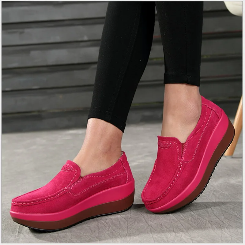 2023 Spring Summer Women Platform Shoes Women Slip On Genuine Leather Nurse Single Shoes Platform Shoes Wedge Women 828
