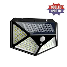 Goodland 100 светодиодный светильник на солнечной батарее, уличный светильник на солнечной батарее, солнечный светильник с 3 режимами движения, настенный светильник с датчиком движения, украшение сада, настенный уличный светильник