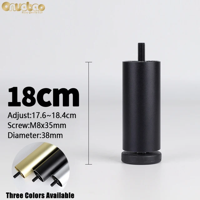 Onuobao 4PCS Furniture Leg M8 Screw Adjustable Aluminum Alloy Sofa Leg for Table Legs Raised Feet Refrigerator Washing Machine Black-18cm