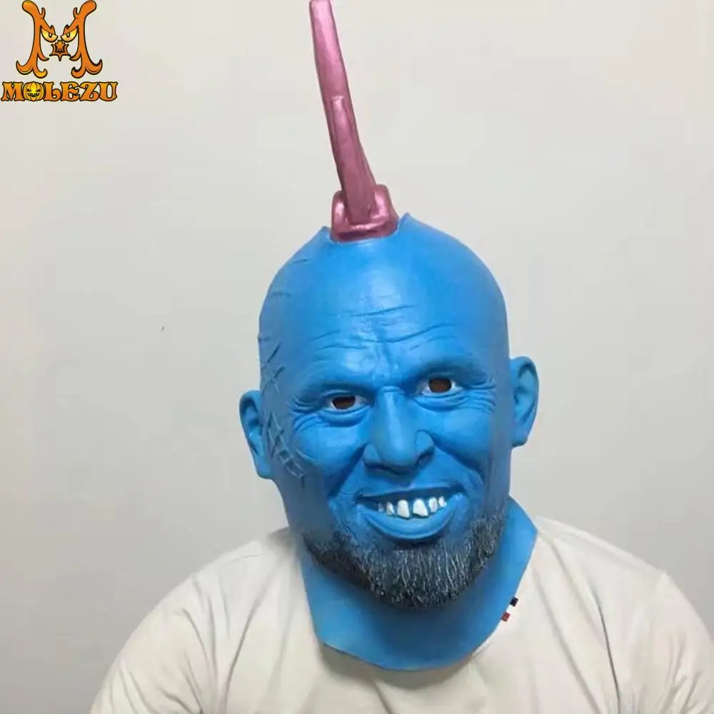 Ужасная маска Molezu для Хэллоуина синяя латексная Пасхальный костюм вечеринки дом