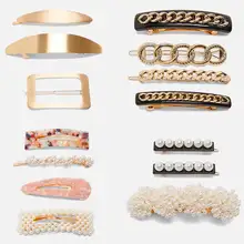 Dvacaman ZA заколка для волос с искусственным жемчугом массивная Геометрическая металлическая Бохо ручная работа Винтажные заколки для волос для женщин и девушек Свадебные Макси-ювелирные изделия