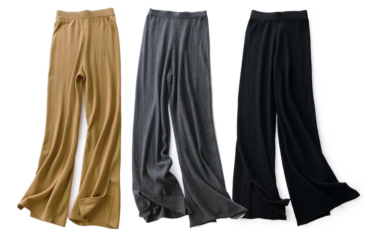 VOGGIN Wool women culottes Wide-leg pants women Merino worsted Knitted wear Loose solid color High Quality Fashion 2020 Autumn