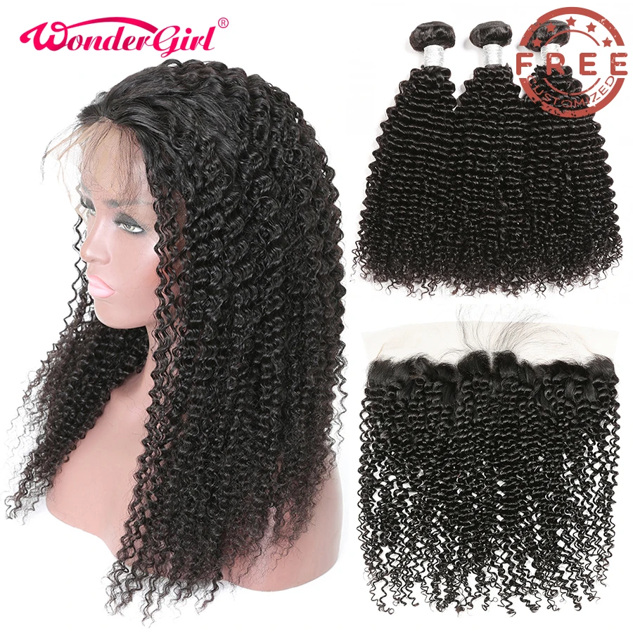 

Free Customized Brazilian Afro Kinky Curly Lace Front Wig Pre Plucked By Remy Human Hair Kinky Curly Bundles With Frontal