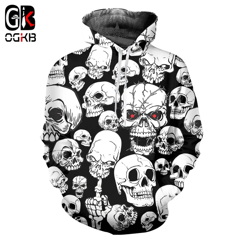 

OGKB 3D Hip Hop Hoodie Men Skull 3D Full Printed Novelty Hoody Sweatshirt Fashion Pullover Tracksuits Streetwear Harajuku Tops