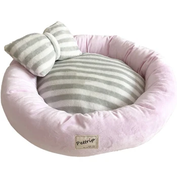 

Pet Dog Bed Mats Round Puppy Pads Winter Warm Flannel Soft Lounger Sofa for Kitten Puppy Cat Litter Nest Kennel with Pillow